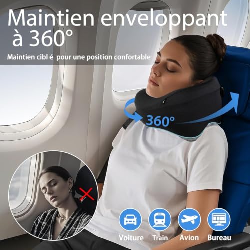Coussin De Voyage Avion : Qutool Coussin de Voyage Mémoire de Forme, Coussin Avion Réglable, No... – Image 2