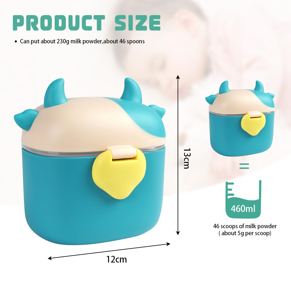 Aolso Dosatore per Latte in Polvere, 230g Dispenser di Polvere Formula, Dispenser di Latte in Polvere Sigillato per Neonati, Cereali, Frutta, Contenitore per Alimenti Portatile (Verde)