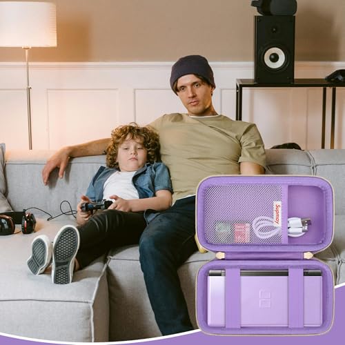 Image of Supmay Hard Carrying Case Compatible with Nintendo DS Lite NDSL, Gameboy Advance Games Storage Holder Travel Bag with Mesh Pocket for USB Charging Cable, Stylus, Earphones, Game Cartridge, Purple