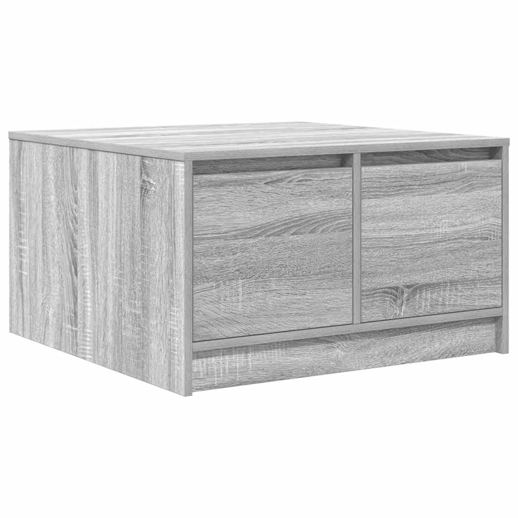 Table de canapé carrée gris sonoma 70cm avec espace de rangement et tiroirs