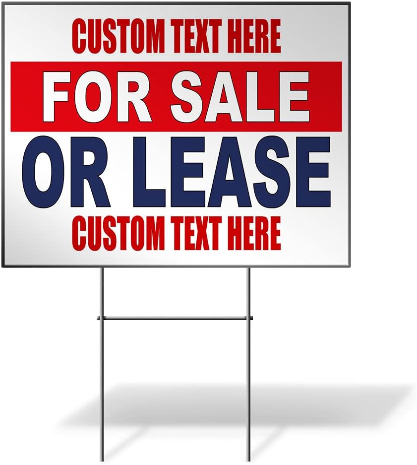 Fastasticdeals Weatherproof Yard Sign for Sale Or Lease Red Blue Lawn Garden Ideas 18x12 Inches 2 Sides Print