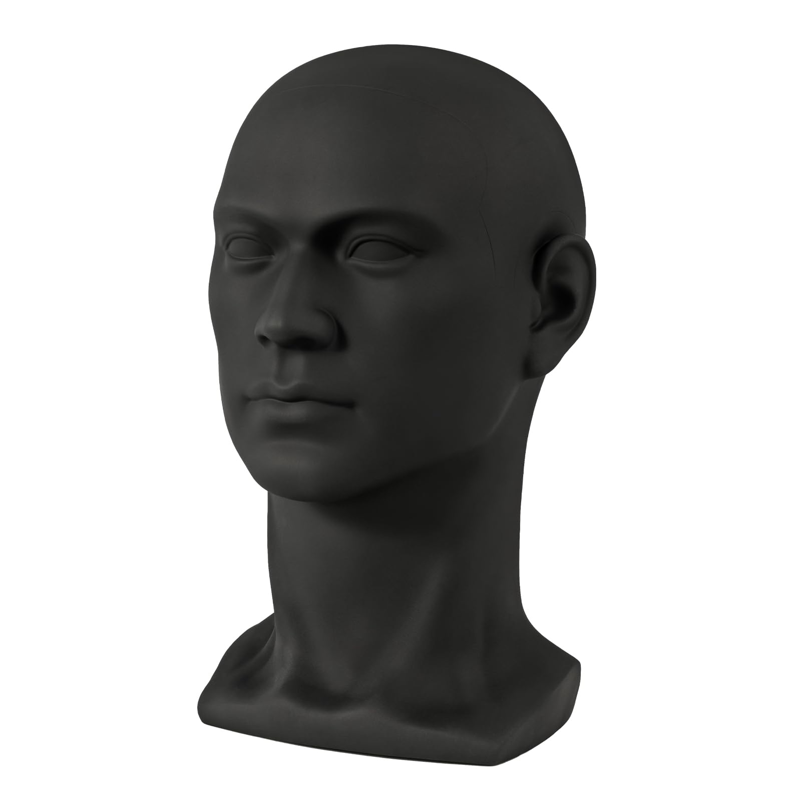 Cabeza de maniquí negro mate | Cabeza de peluca de PVC para presentación de sombreros y pelucas | Asistente de exposición para tiendas, salones de peluquería | listo para usar y fácil de