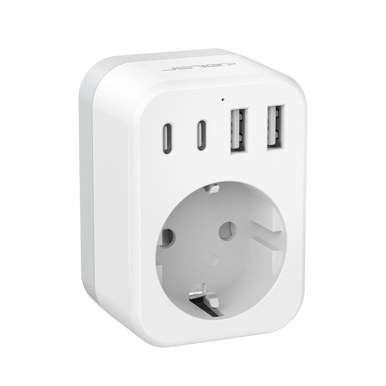JSVER Adaptateur Prise Anglaise,Adaptateur Voyage France/Europe vers UK,Connecteur Prise avec 2 USB A et 2 Type C,Type G pour l'Angleterre,l'Irlande,Dubaï,Les Maldives et Hong Kong (Blanc)
