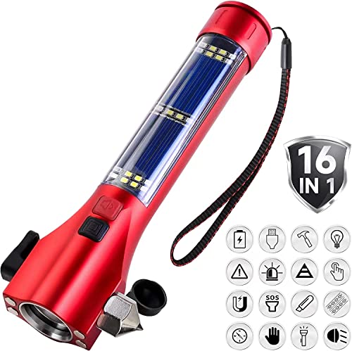 NAXUE LED Torch Flashlight Portable & Rechargeable Long Distance Beam Range,Power Bank,Hammer,Strong Magnets, Window Glass & Seat Belt Cutter with Car Rescue Torch for Camping Hiking Indoor Outdoor