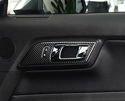 Carbon Fiber Inner Car Door Handle Frame Trim Cover 2Pcs For Ford Mustang 2015-2019 #TOP5