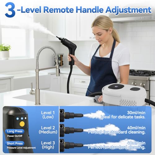 GSSKNY Steam Cleaner,2500W High-Pressure Steamer for Cleaning, 15s Fast Heat-Up&1.4L Large Tank,3-Level Adjustable Handle with 14 Accessories,Portable Steam Cleaner for Home,Car,Furniture,Bathroom by Gsskny - Used condition - Image 2
