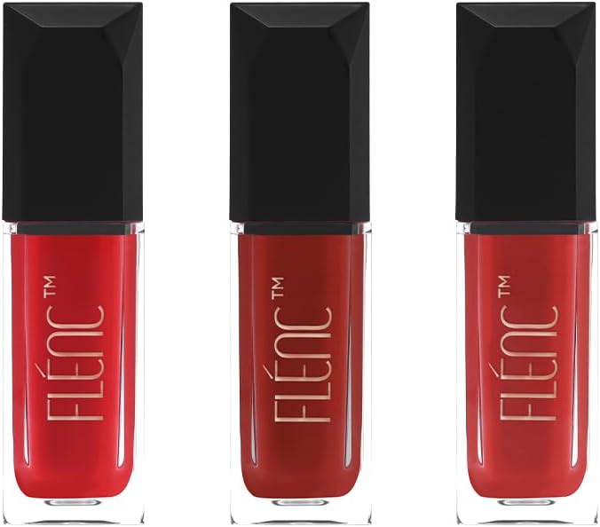 Flénc Cryla Velvet Matte Waterproof Liquid Lipstick, 16 hrs Moisturizing Lipstick For Women With Intense Pigment (Barcelona 5ML, Sydney 5ML & Milan 5ML)