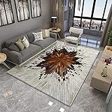 Flur Teppich Weich Einfacher Malerischer Grauer Brauner Mosaik-Zusammenfassungsstil Antirutschmatte Für Teppich Flur Sofa Matte Schlafzimmer Teppivh 160X230cm