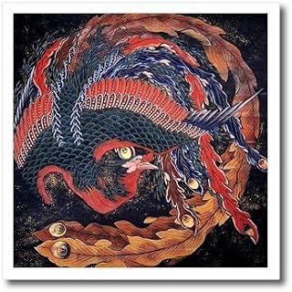 3dRose Image of Famous Japanese Hokusai Painting Of The Phoenix Iron On Heat Transfer, 6"