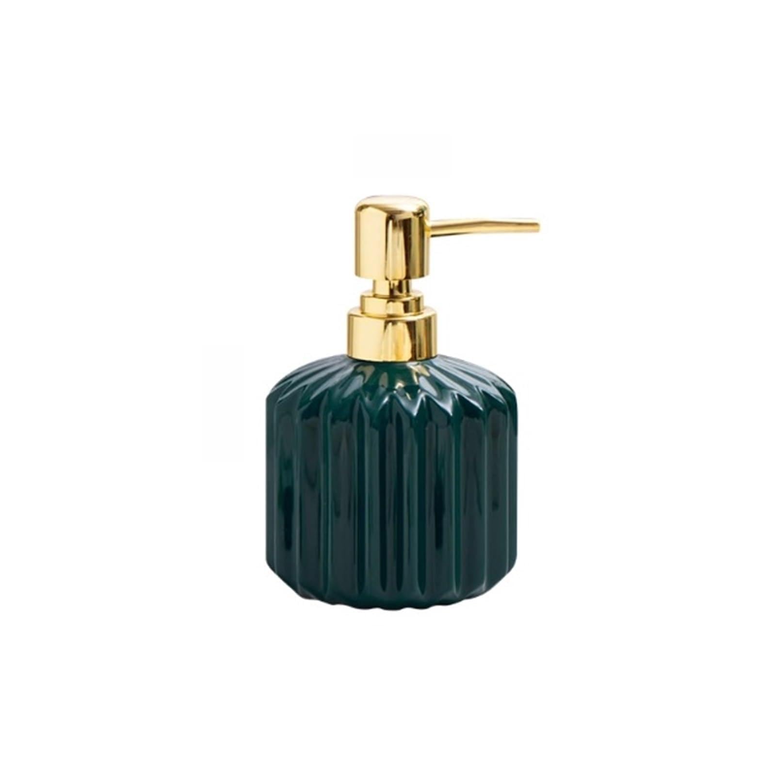 Bathroom 350ml Ceramic Soap Dispenser Liquid Pump Bottle For Lotions, Soaps, Shampoo Shampoo(Green)
