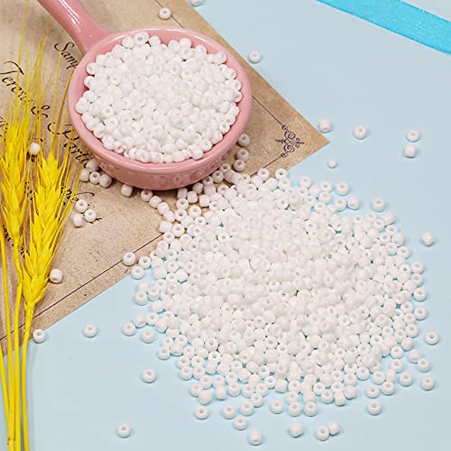 Bala&Fillic Opaque White Color 4mm Seed Beads About 1200pcs/100Grams in Bag - Image 2