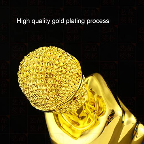 Sculpture Trofeeën Gouden microfoon trofee zingen concurrentie trofee kampioen gastheer trofee woonkamer wijnkast decoratie handgemaakt, hars materiaal (Kleur: Goud, Maat: 13 * 4,5 * 13cm) - Image 4