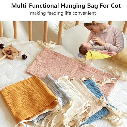 Babybett Organizer,Baby Kinderzimmer Organizer,Kinderzimmer Hängender Bett Organizer,Betttasche Spielzeugtasche zubehör Organizer Beistellbett Baby Für Betten Windeln Kleidung Spielzeug (Grau)