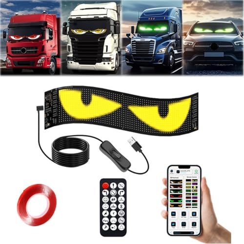 Devil Eyes Light for Cars (1-Pack) 23.4x4.7 Dual LED Eyes for Car Windshield | Perfect Sync Programmable Patterns App/Remote Control | for SUVs Sedans Medium Trucks Custom Dynamic Sign