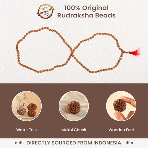 Image of Astrotalk 5 Mukhi Rudraksha Mala 108+1 Beads | Certified 7mm Beads | Spiritual Protection, Focus & Positivity | Lord Kalagni Rudra Blessings | Rudraksha Mala Original for Men & Women
