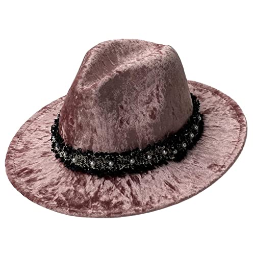 Fedora Hats Velvet Big Wide Brim Hat Women's Elegant Jazz Autumn Winter England Retro All-Match Panama Cap #TOP7