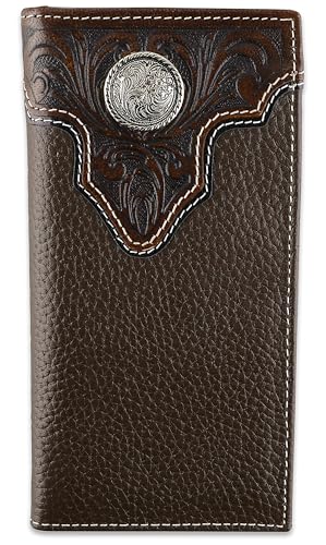 Image of F&L CLASSIC Men's RFID Vintage Look Genuine Leather Long Bifold Wallet Checkbook Wallets,brown,240-81