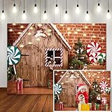 LTLYH 10X8ft Christmas Fabric Photography Backdrop Wooden House Candy Tree and Gifts for Kids Portrait Photo Studio Booth Photographer Props 119