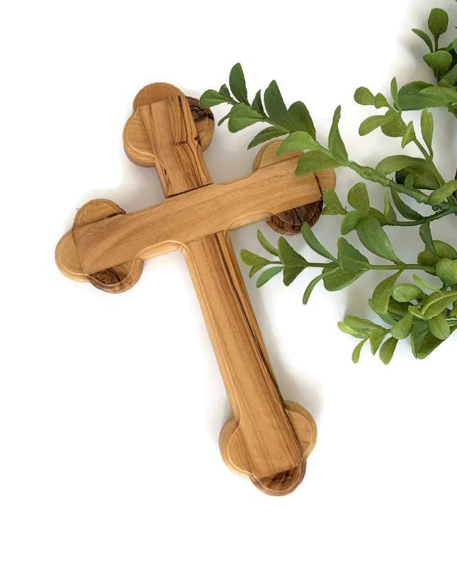 7 Inche Simple Wooden Wall Cross Gift, Olive Wood Cross Wall Hanging Crucifix Cross for Baptism and Confirmation Cross, Wooden Crosses Wall Décor Made in the Holy Land, Cross for Boys and Girls