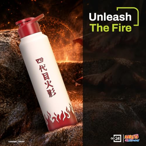 Image of Water Bottle 950ml Stainless Steel Sports /Fridge Bottle with Sipper Cap | 1-Year Warranty | Single Wall| For Home, Office, Gym, Travelling | Lightweight | Naruto Ninja| Red-White - Fourth Hokage