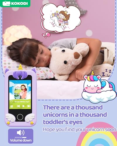 Image of KOKODI Kids Smart Phone, Touchscreen HD Dual Camera Cell Phone for Kids, Christmas Birthday Gifts Dinosaur Play Phone for 3-10 Children, Travel Toy Preschool Learning Education Toy (Purple)