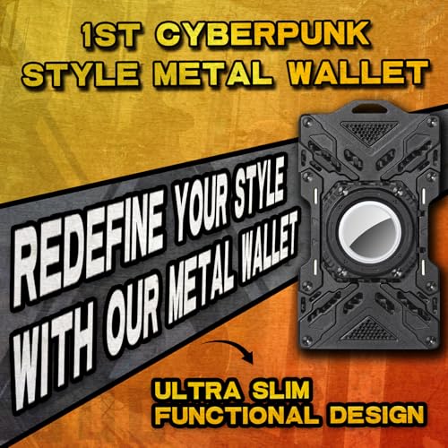 AirTag Wallet for Men – Slim Minimalist Metal Wallet with Carbon Fiber, RFID-Blocking Credit Card Holder, Front Pocket Wallet with Glass Luminous Tube & Hook Position Black2