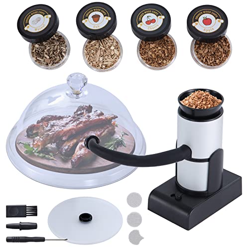 YISUN Portable Cocktail Smoker Kit with Gun, 4 Flavors Wood Chips, Dome & Cup Lid â€“ Handheld Smoker Infuser Kit for Indoor Outdoor Use, Elegant Gifts for Men, Father, Husband,Smoky Lovers