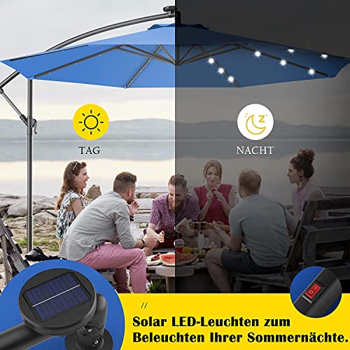 Parasol banane à énergie solaire avec éclairage LED de terrasse - 4
