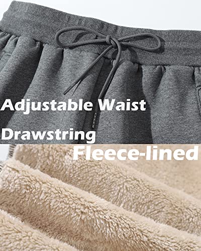 Gxamoy Men's Fleece Pants Sherpa Lined Sweatpants Winter Thicken Warm Lounge Athletic Sports Jogger Pants With Pockets Dark Gray M(1808) #TOP3