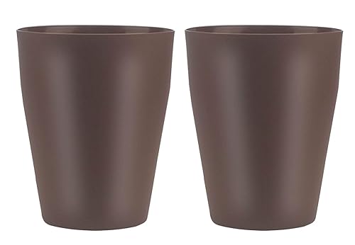 Feisco Cubo de basura pequeño cubo de basura redondo de plástico para baño dormitorio cocina oficina marrón paquete de 4