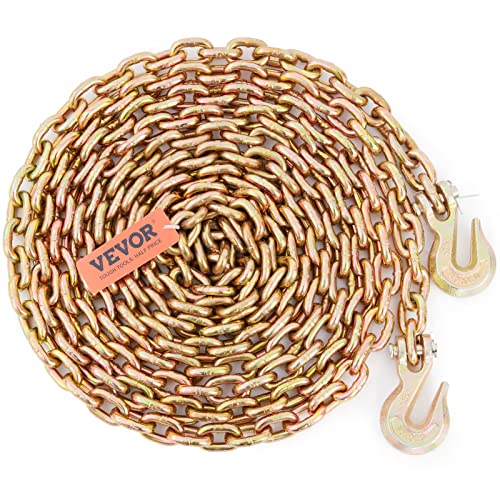 VEVOR Transport Binder Chain, 5/16''x20' Tow Chain with Grab Hooks, 4900lbs Safe…