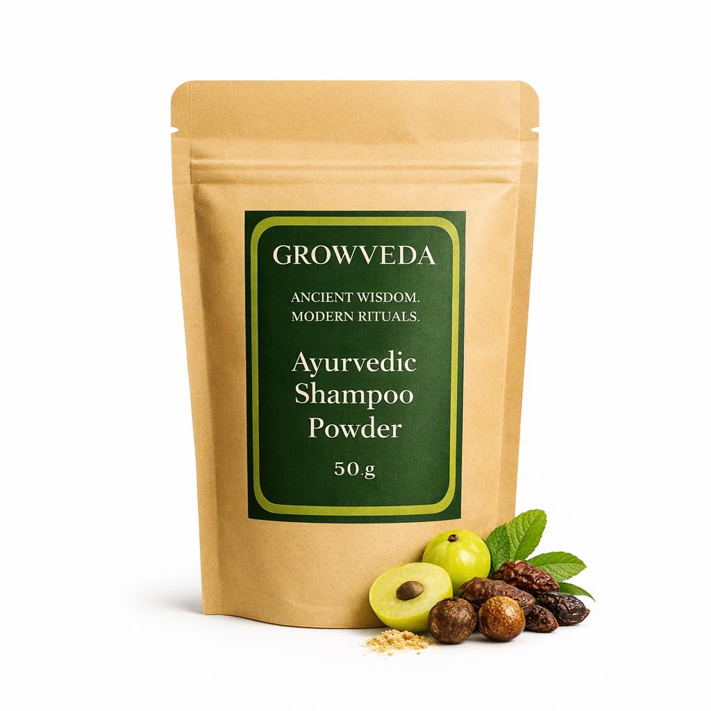 GROWVEDA Ayurvedic Shampoo Powder | Herbal Hair Cleanser with Shikakai, Reetha, Methi, Neem, Amla & Bhringraj | 50g | 100% Natural & Chemical-Free-image-8