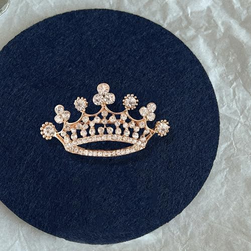 Image of YUNXI King Queen Royal Crown Brooch For Women Men Fashion Gold Silver Rhinestones Crystal Brooches Pin Wedding Party Banquet Birthday