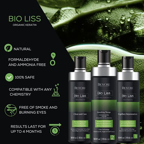 Biovore Professional Bio Liss Keratin Hair Treatment Kit 10.6 Oz - 300 Ml | Smoothing Brazilian Keratin Treatment For Sloons| Silky Smooth Hair Rejuvenation With Natural Ingredients #TOP1