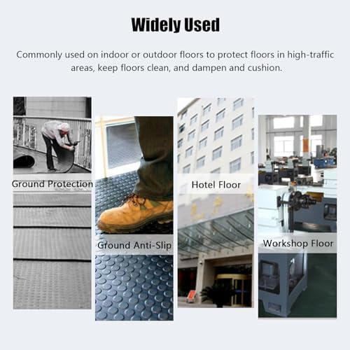 Large Rubber Floor Mats - Waterproof, Anti-Slip Rolls for Garage, Home Gym, Kitchen & Workshop - 2ft to 20ft Sizes, 3mm Thick, Black Runner Mats (120x350cm)