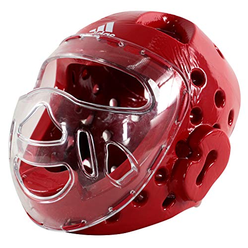 Casque Taekwondo adidas avec visière de protection faciale haut de gamme rouge XS