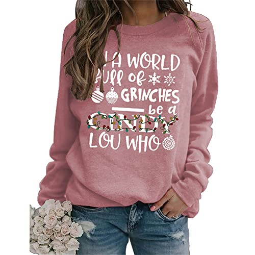 Women In A World Full of Grinches Sweatshirts Rundhalsausschnitt Langarm Tops Female Harajuku Sweatshirt Tops, rose gold, 46 Cover
