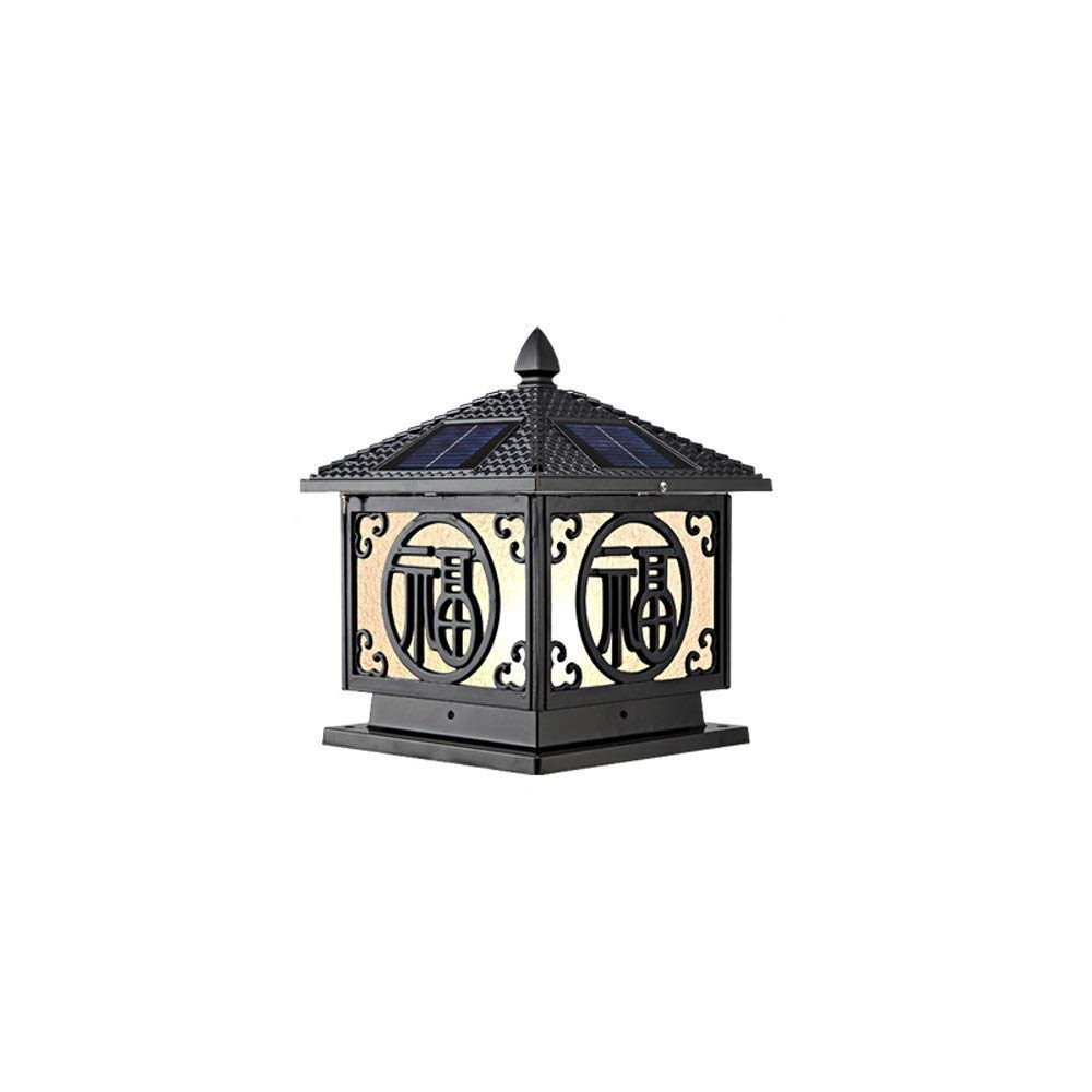 Czarna nowoczesna prosta kolumna solarna lampion LED chip super jasna zewnętrzna lampa pocztowa IP54 profesjonalna wodoodporna stop aluminium kolumowa światła willa ogród dekoracyjne oświetlenie lampa uliczna, czarny, modrzew