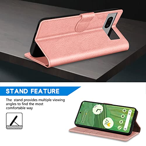 Image of ZZXX for Google Pixel 7 Wallet Case Magnetic Closure 6.3 inch,Rose Gold
