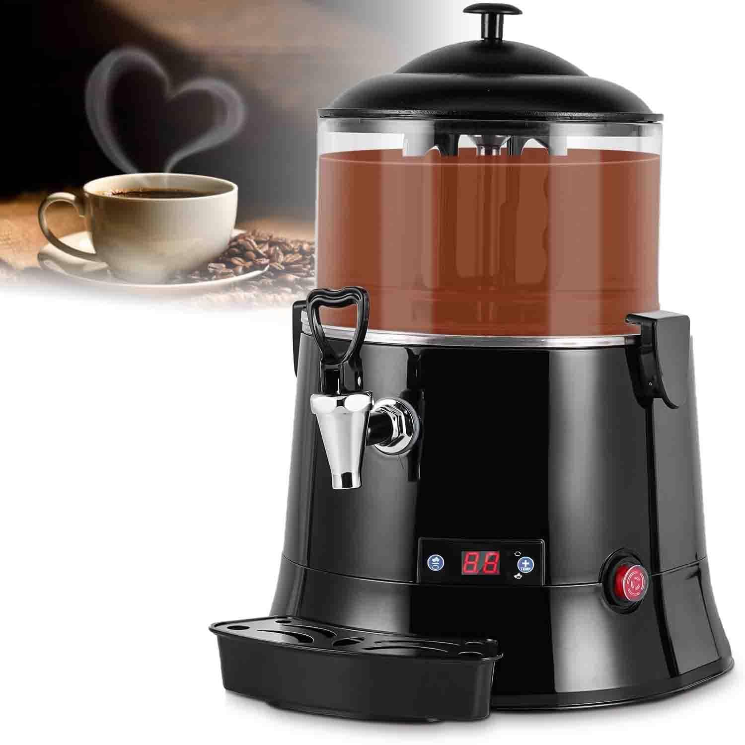 UORDBY Commercial Hot Chocolate Maker Dispenser, 400W Heating Machine, 5L/10L Optional, 30~90℃ Adjustable Temp, Hot Beverage Warmer for Cafe Restaurant Canteen Black-5L