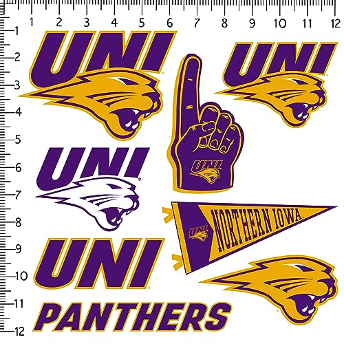 Image of University of Northern Iowa 8ct Vinyl Large Deluxe Stickers Variety Pack - Laptop, Water Bottle, Scrapbooking, Tablet, Skateboard, Indoor /Outdoor - Set of 8