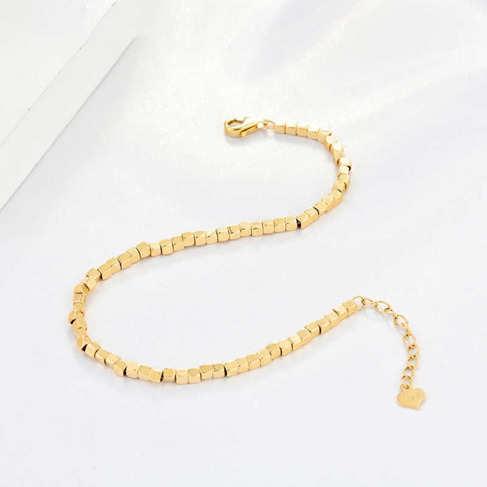 Pulseras de la amistad para mujer, oro amarillo, geometría de 2 mm, pulsera de joyería para mujer