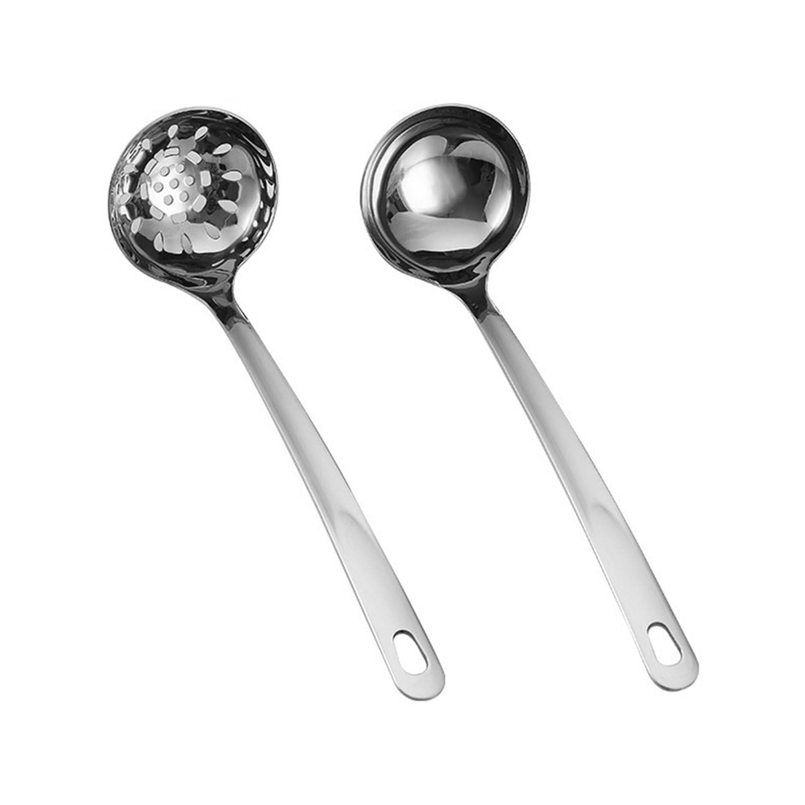 Kalttoy Practical Soup Spoon Sturdy Ladle and Slotted Spoon Set Perfect for Home Kitchens and Professional Restaurants and Sturdy