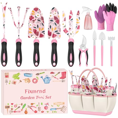 Fixmend Gardening Gifts for Women 12 Pcs Garden Tools Set with Flower Print Gardening Hand Tools Gift Kits for Birthday Mothers Day Christmas Retirement Valentines Day