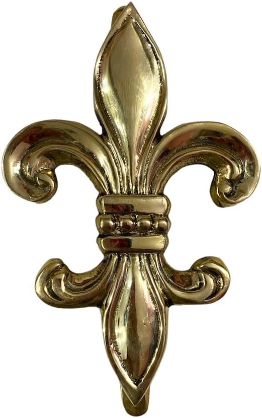 Fleur-de-Lis Brass Door Knocker – Solid Vintage French Style Entryway Decor – Polished Brass Finish