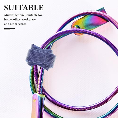 Uonlytech 100 piezas de correas reutilizables para cables con cierre de gancho y bucle azul autoadhesivas para organización de cables en escritorio y aparatos miniatura 5
