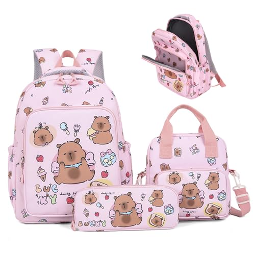 Sac à dos Capybara enfant avec trousse et sac repas pour ordinateur portable