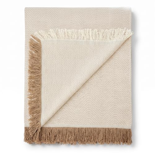 Foulard polyvalent Martina Home Spiga, 80% coton, 20% polyester, brut/beige 180L x 130 W
