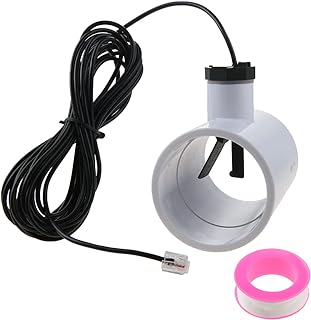 ETERMETA GLX-FLO-RP Flow Switch, Pool Flow Sensor Replacement for Hayward and Goldline Aquarite Salt Systems, Chlorine Generator, with Tee 15-Feet Cable