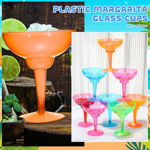 ywmigl 12 Pcs Plastic Margarita Glasses 12 oz Margarita Cups Mexican Theme Party Decorations Martini Glasses Bulk Cocktail Glass for Wedding Mexican Theme Carnivals (Multicolor) by ywmigl - Used condition - Image 4
